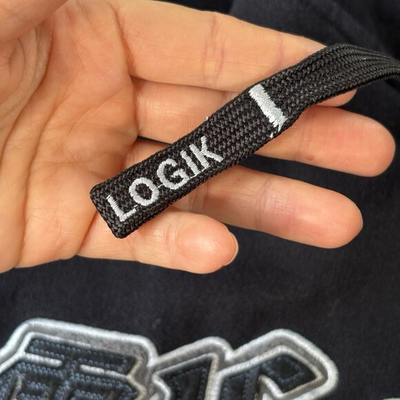 Logik Full Zip Hoodie Men’s XL Black Embroidered Logo Streetwear Urban Y2K Skate - Picture 3 of 16